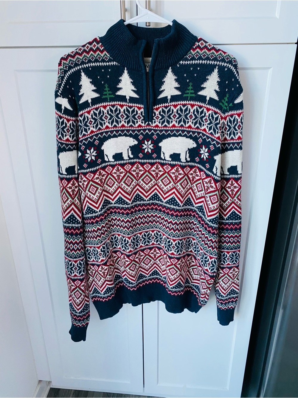 Aspen XL mens pullover Christmas sweater zip up winter